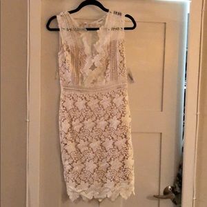 NWT White lace Soieblu (red dress btq) dress, Sm